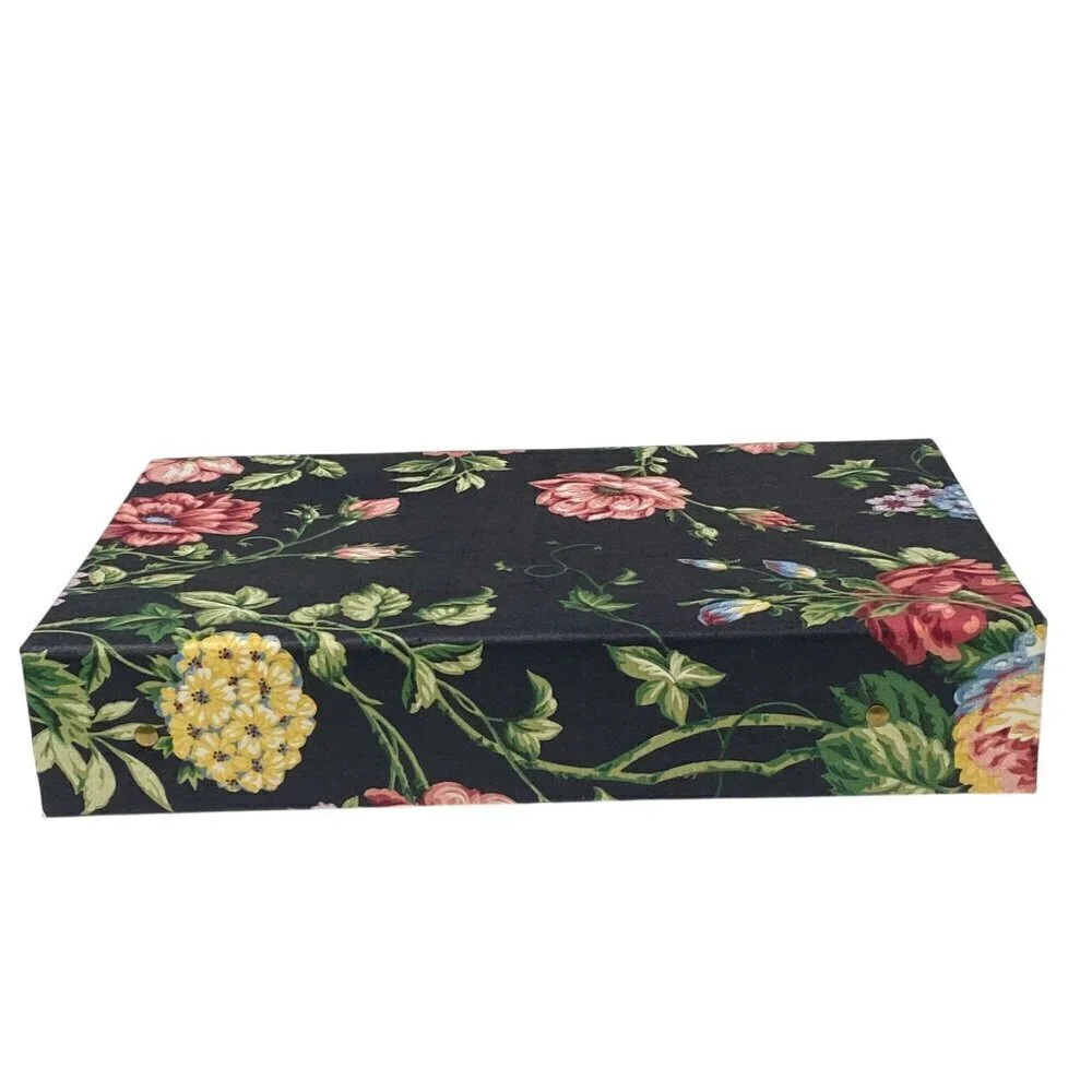 Large Photo Album Fabric Cover Black Floral F 216 photos 4x6 Refillable Binder